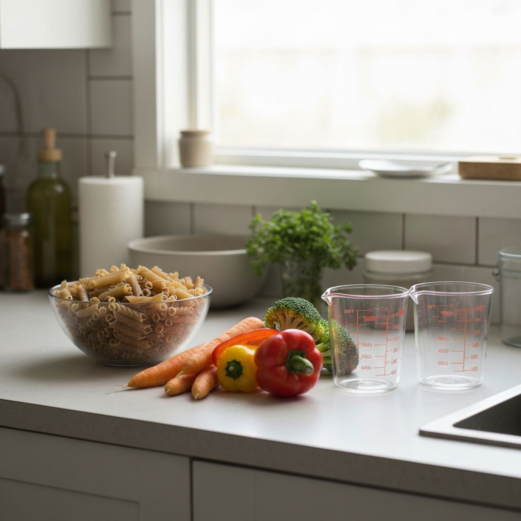 Meal preparation ingredients showing portion considerations